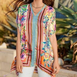 Johnny Was colorful Stellar silk top - Size Large
